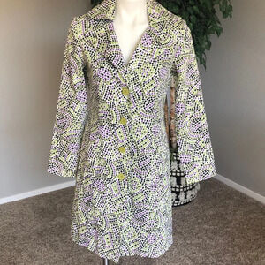 Willi Smith Womens Purple and Green Printed Jacket/Blazer